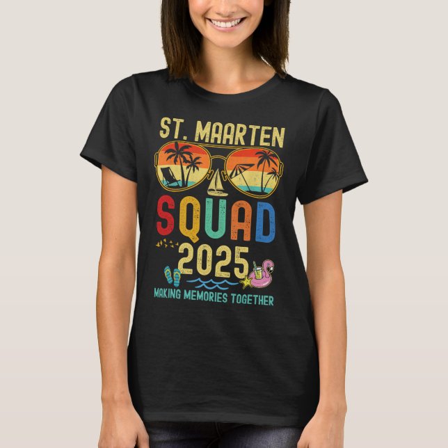 Retro St. Maarten Cruise Vacation 2025 Family Frie T Shirt (Framsida)