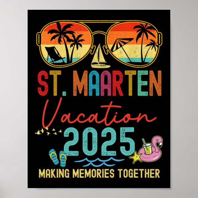 Retro St. Maarten Vacation 2025 Memories Matching Poster (Framsidan)