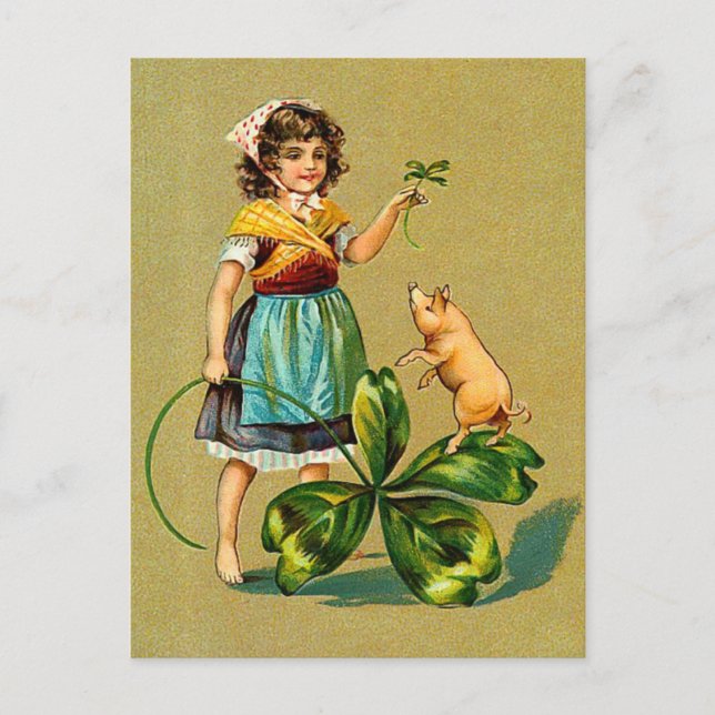 Retro St. Patrick-Day Postcard Vykort (Framsida)