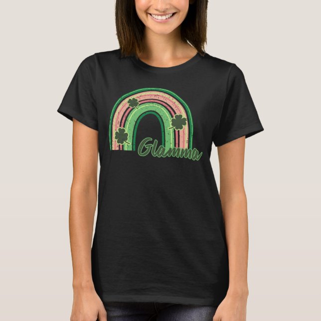 Retro St Patrick s day Glamma  Rainbow Shamrock Pa T Shirt (Framsida)