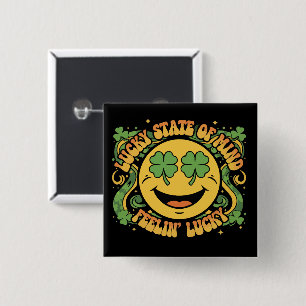 Retro St. Patrick's Day Glad Smiley Ansikte Lucky Knapp