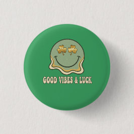 Retro St. Patrick's Day God stämning & tur Smiley Knapp