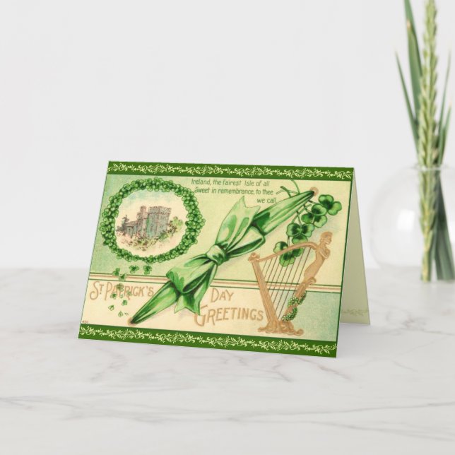 Retro St. Patrick's Day Greeting Card Kort (Framsida)