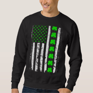 Retro St patrick's day Grönt Irish American Flagga Lång Ärmad Tröja