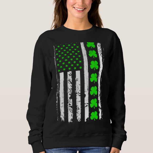 Retro St patrick's day Grönt IRISH American Flagga T Shirt (Framsida)