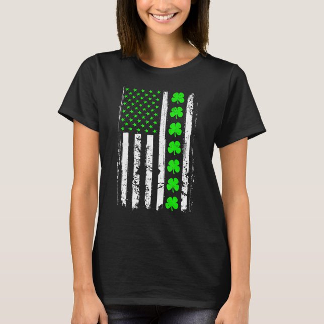 Retro St patrick's day Grönt Irish American Flagga T Shirt (Framsida)