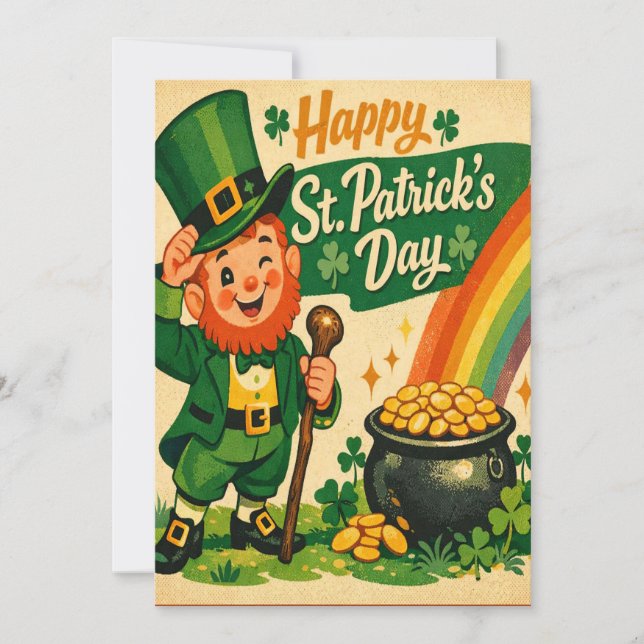 Retro St. Patrick's Day-kort Julkort (Framsida)