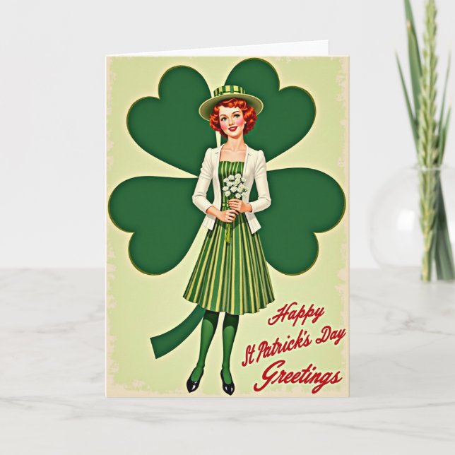 Retro St. Patrick's Day-kort Kort (Framsida)