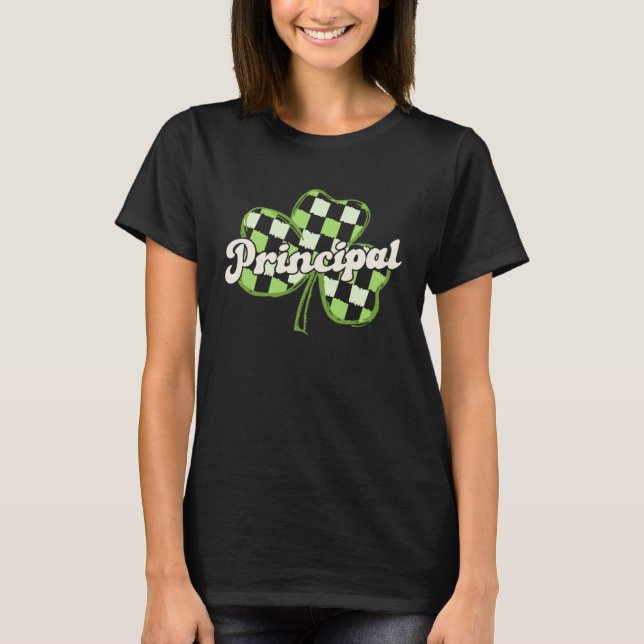 Retro St Patricks Day School Principal Lucky Shamr T Shirt (Framsida)