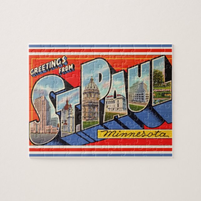 Retro St. Paul Minnesota Jigszle Puzzle Pussel (Horisontell)