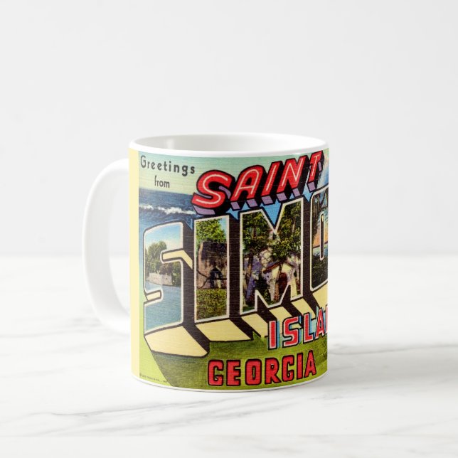 Retro St Simons Island-mugg Kaffemugg (Framsida vänster)