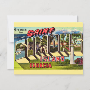 Retro St Simons Island Vykort