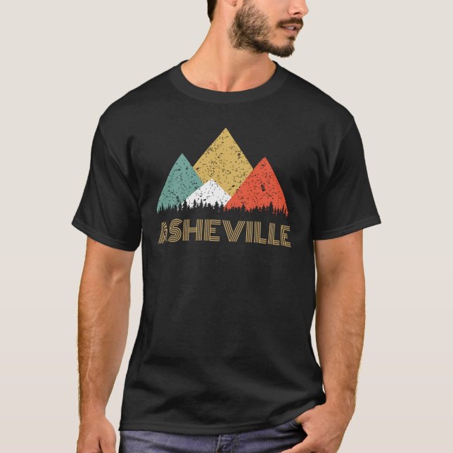 Retro stad av den Asheville bergskjortan T Shirt (Framsida)