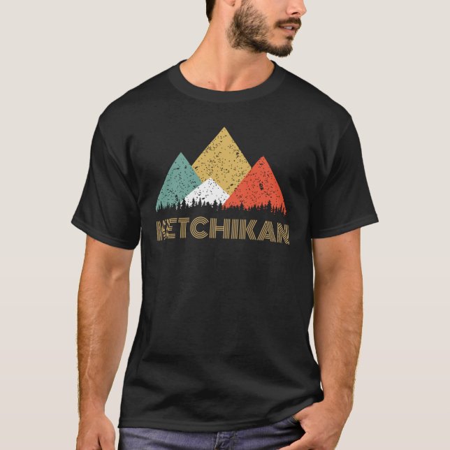 Retro stad av den Ketchikan bergskjortan T Shirt (Framsida)