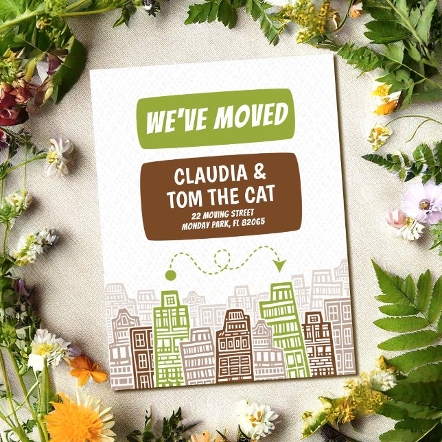 Retro stad ny adress  vykort (Skapare uppladdad)