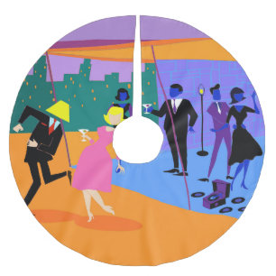 Retro stads- kjol för Rooftoppartyjulgran Julgransmatta Borstad Polyester