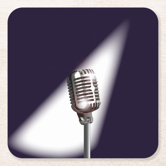 Retro Stage-mikrofon Underlägg Papper Kvadrat (Framsidan)