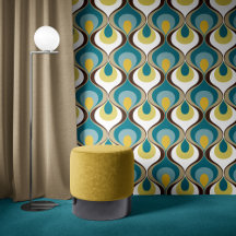 Retro stämning Teal Blå Brun Senapsgul Beige