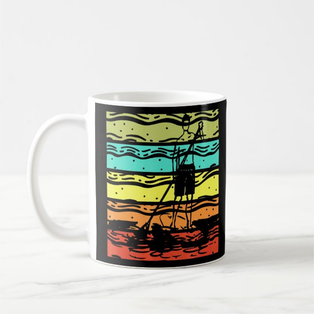 Retro stand up Paddleboarding Paddleboarder Outdoo Kaffemugg (Vänster)