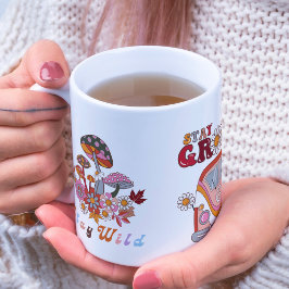 Retro Stanna Groovy Flowers Snyggt Boho-design Kaffemugg