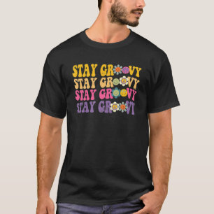 Retro Stanna Groovy Hippie Positive Mind Lycklig L T Shirt