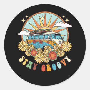 Retro Stanna Groovy Preppy Summer Hippie 70s Van L Runt Klistermärke