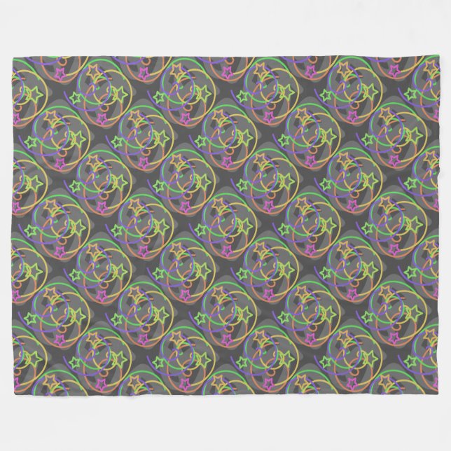Retro Star Scribble Swirl Fleecefilt (Framsidan (Horisontell))