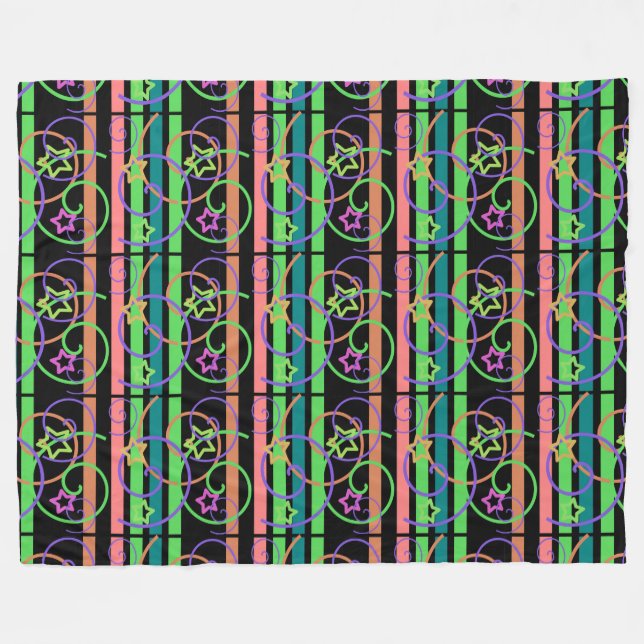 Retro Star Stripe Swirl Fleecefilt (Framsidan (Horisontell))
