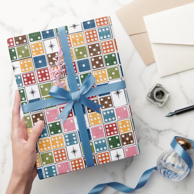 Retro Starburst Dominoes Presentpapper (Gifting)