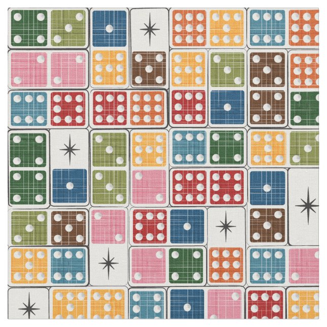 Retro Starburst Dominoes Tyg (Närbild)