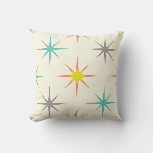 Retro Starburst Mid-Century Mönster Kudde (Framsida)