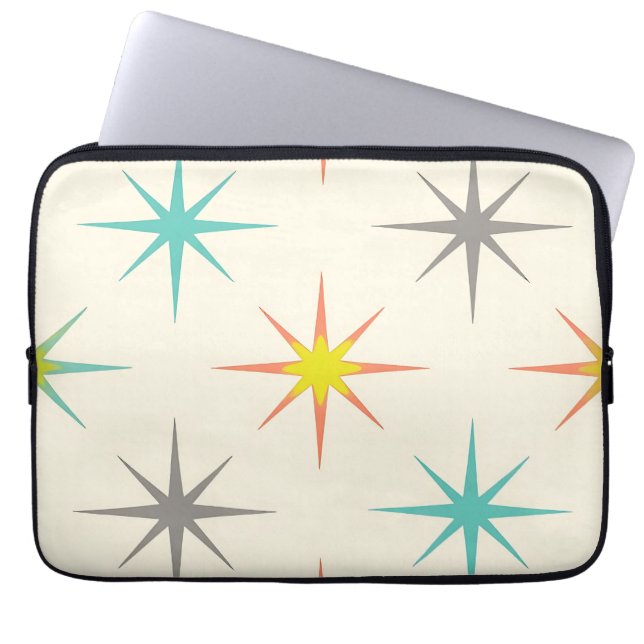 Retro Starburst Mid-Century Mönster Laptop Fodral (Framsidan)