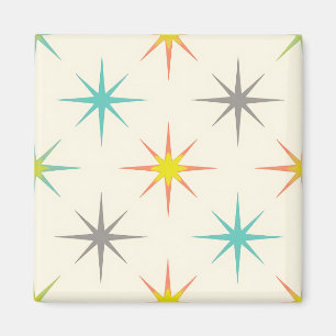 Retro Starburst Mid-Century Mönster Magnet