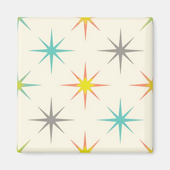 Retro Starburst Mid-Century Mönster Magnet (Framsidan)