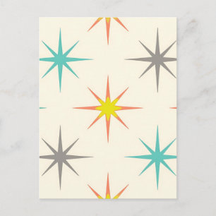 Retro Starburst Mid-Century Mönster Vykort