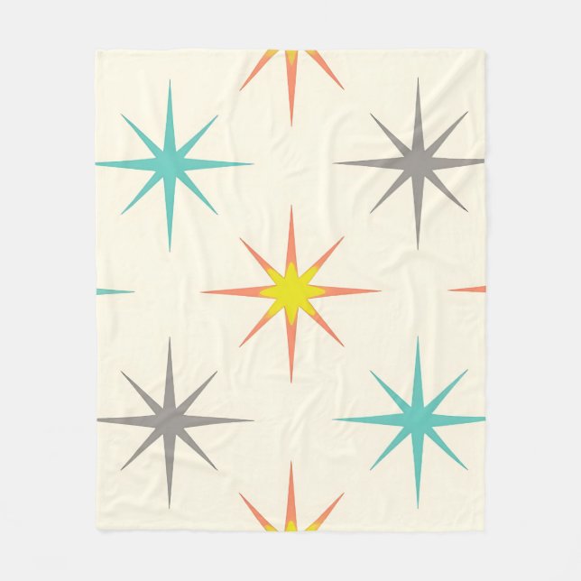 Retro Starburst Mid-Century Pattern Fleecefilt (Framsidan)
