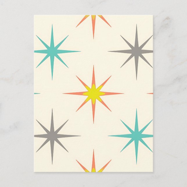 Retro Starburst Mid-Century Pattern Vykort (Framsida)