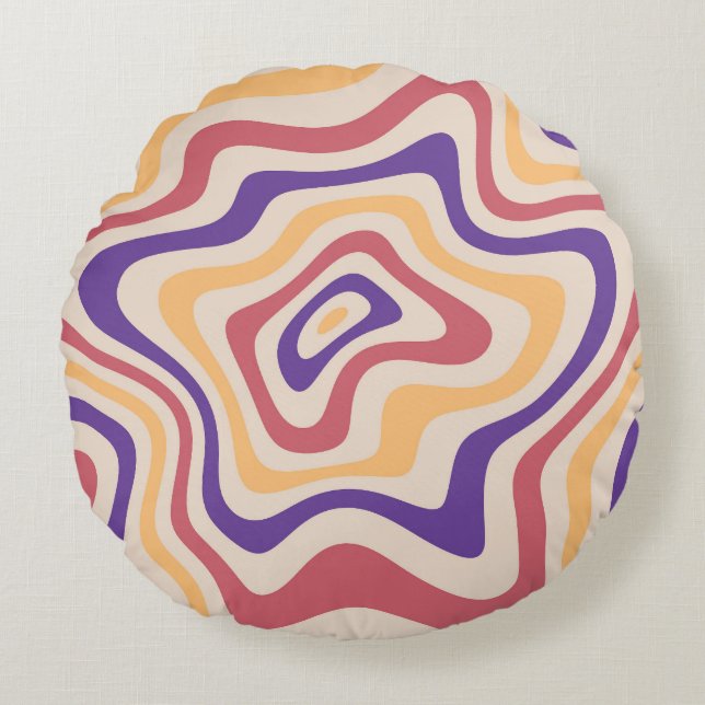 Retro Starburst Psychedelic Background Rund Kudde (Framsidan)