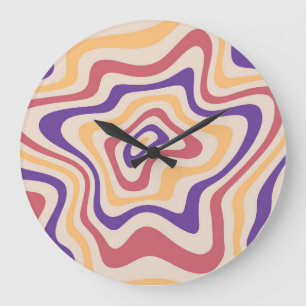 Retro Starburst Psychedelic Background Stor Klocka