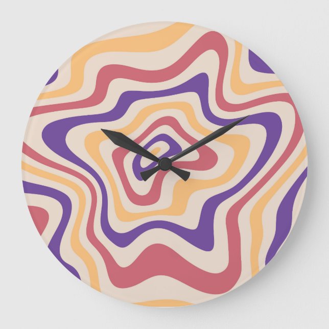 Retro Starburst Psychedelic Background Stor Klocka (Framsida)