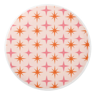 Retro Starbursts Mönster Rosa Orange Knopp