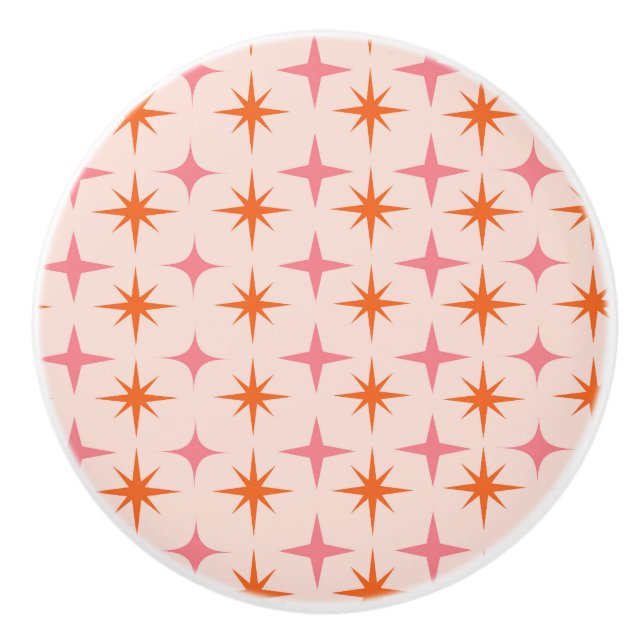 Retro Starbursts Mönster Rosa Orange Knopp (Framsidan)