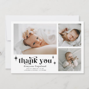 Retro Stars Boy Birth Announcement Card Meddelande