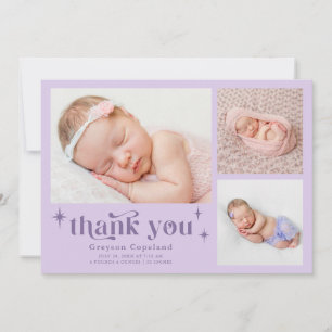 Retro Stars Boy Lila Birth Notice Meddelande