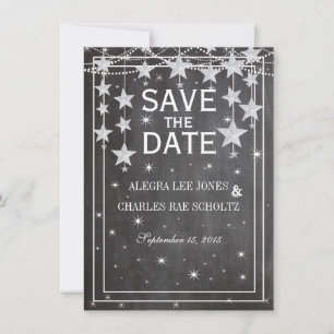 Retro Stars Chalkboard Bröllop spara datum Datumet