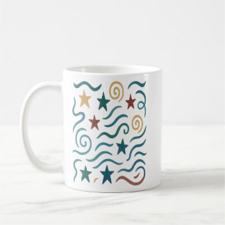 Retro Stars och Mönster-design i Vågar Kaffemugg