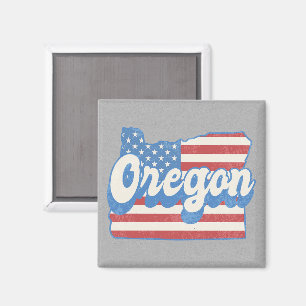 Retro Stars & Rand Oregon Silhouette Magnet