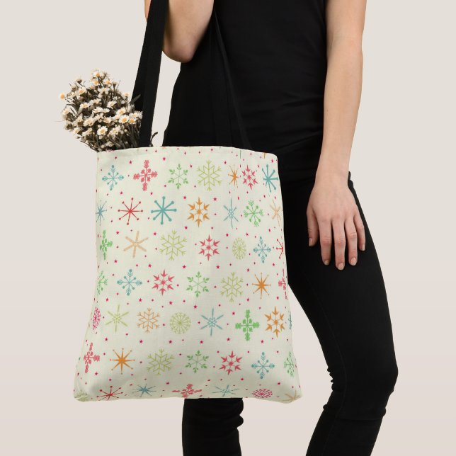 Retro Stars Tote Bag Tygkasse (Närbild)