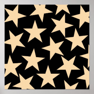 Retro Stars Y2K Mönster med svart bakgrund Poster