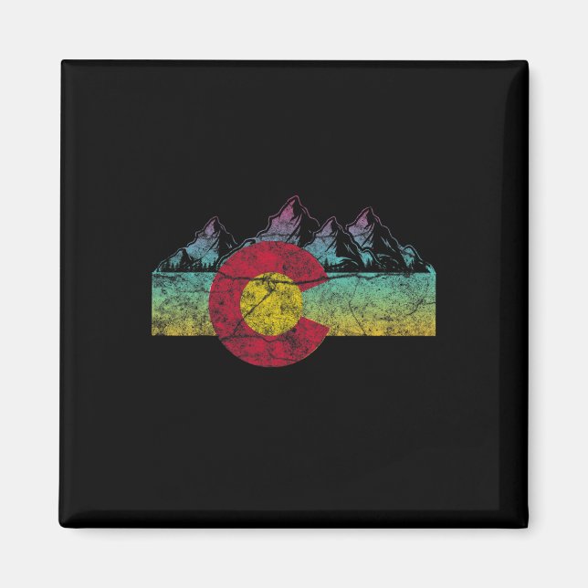Retro State Flag Colorado Rocky Mountains Skiing A Magnet (Framsidan)